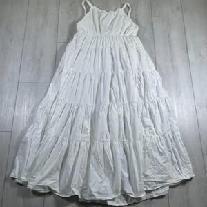 Anthropologie Forever That Girl Medium Tiered Ruched Back Bow Dress White